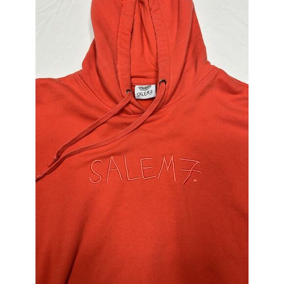Salem7 Horned Hoodie Sweatshirt Orange Embroidered Logo size Small - Picture 2 of 3